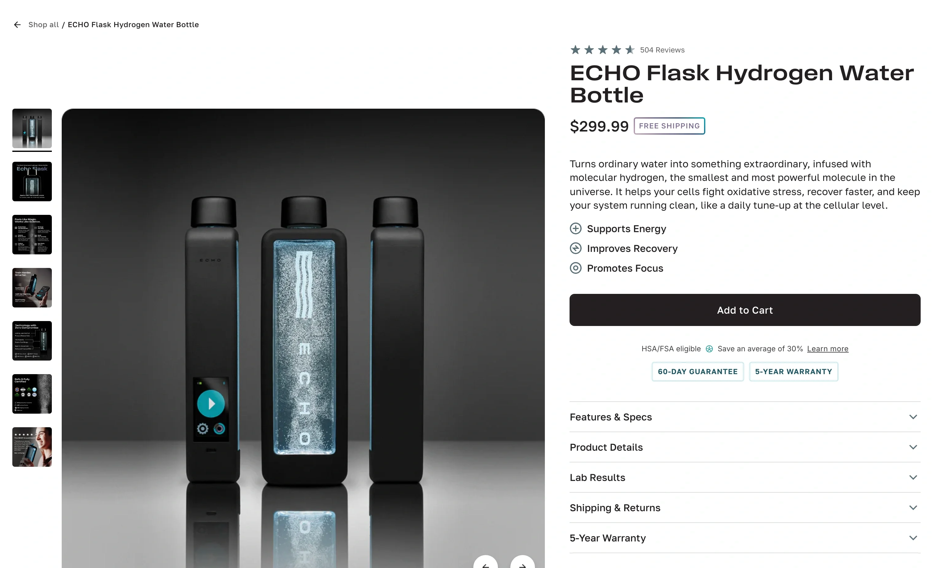 ECHO Flask Hydrogen Water Bottle