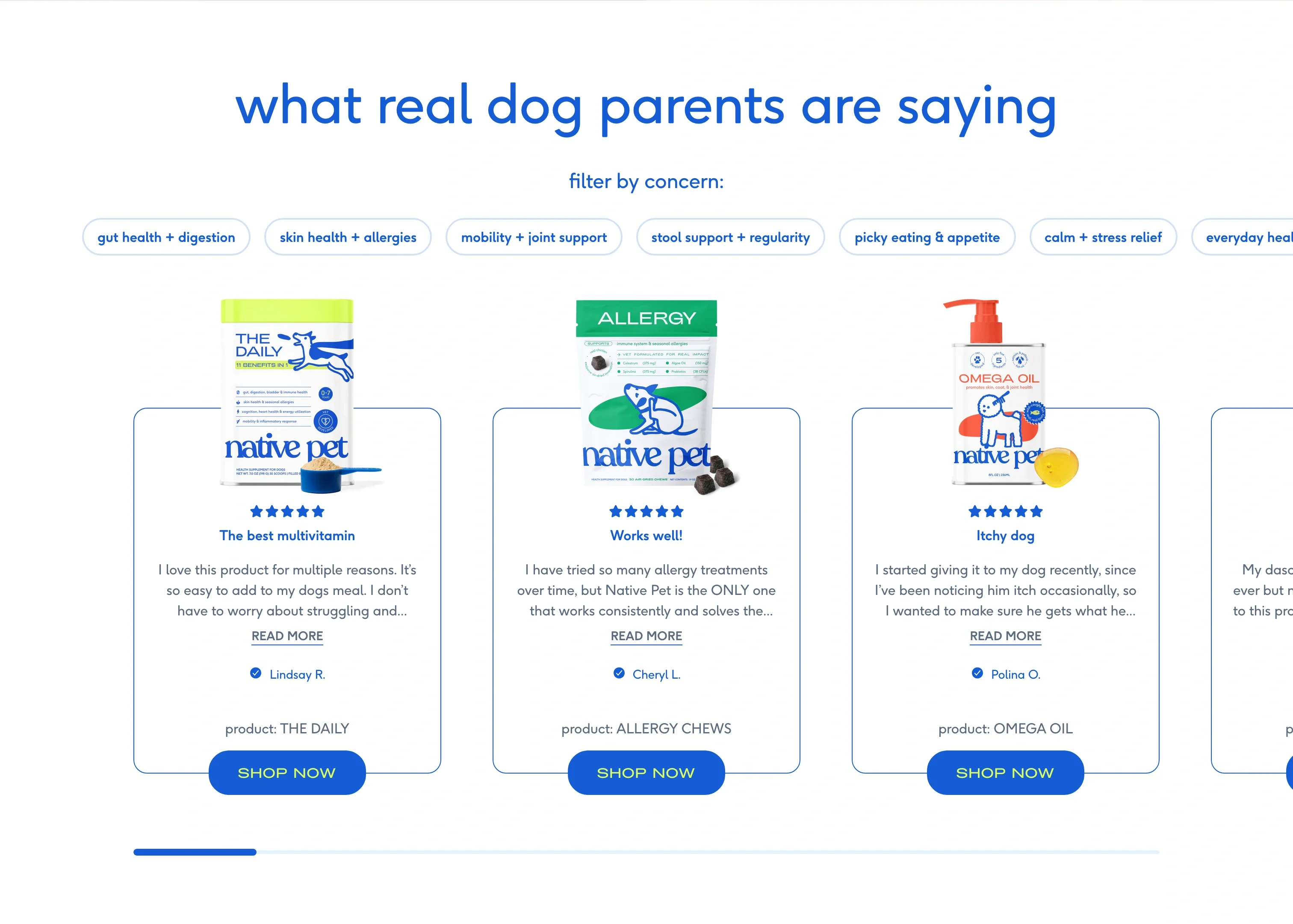 Customer Testimonials by Concern