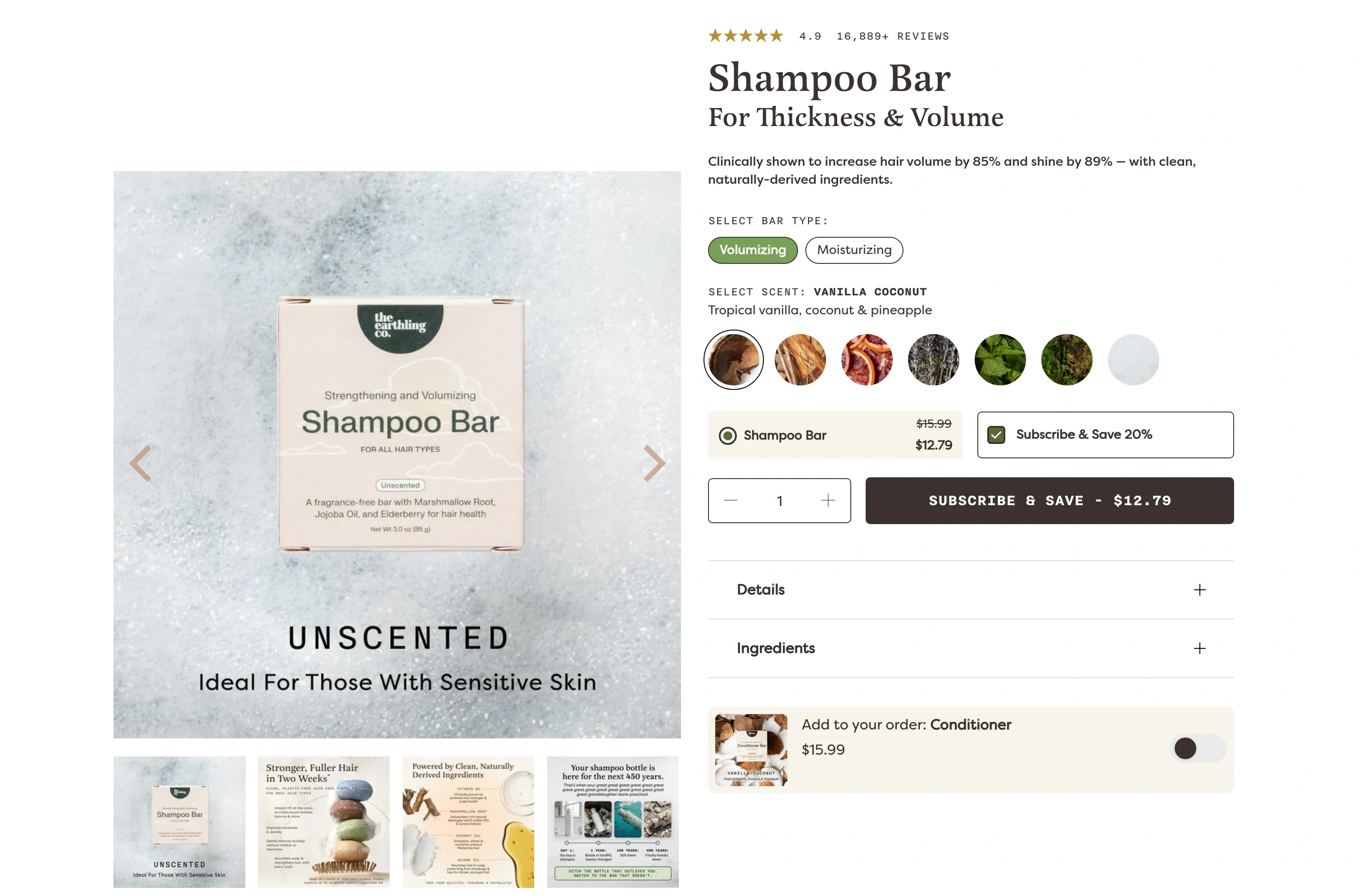 Product Hero — Shampoo Bar for Thickness & Volume